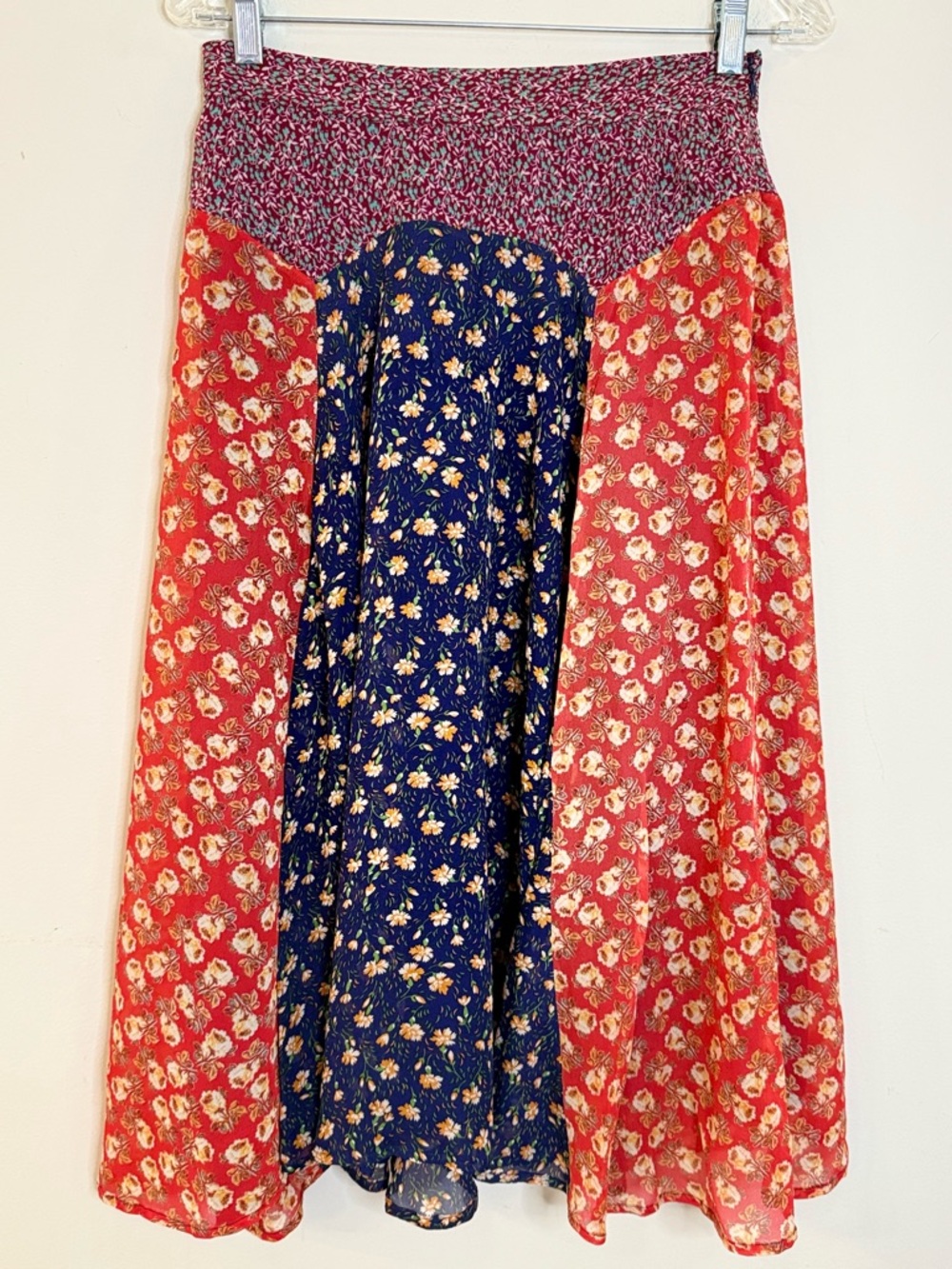 Meadow Rue by Anthropologie floral patchwork midi skirt SZ 4 - Picture 5 of 11